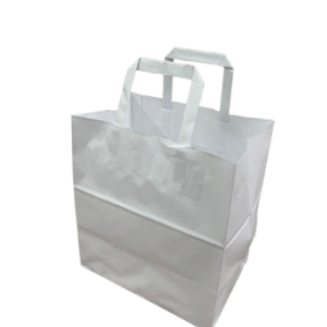 Bolsa blanca de base ancha con asa plana 26x17+29cm (350 unidades)